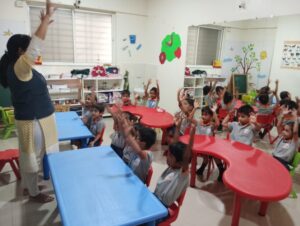 action song learning activity in Preschool in Hadapsar,Pune